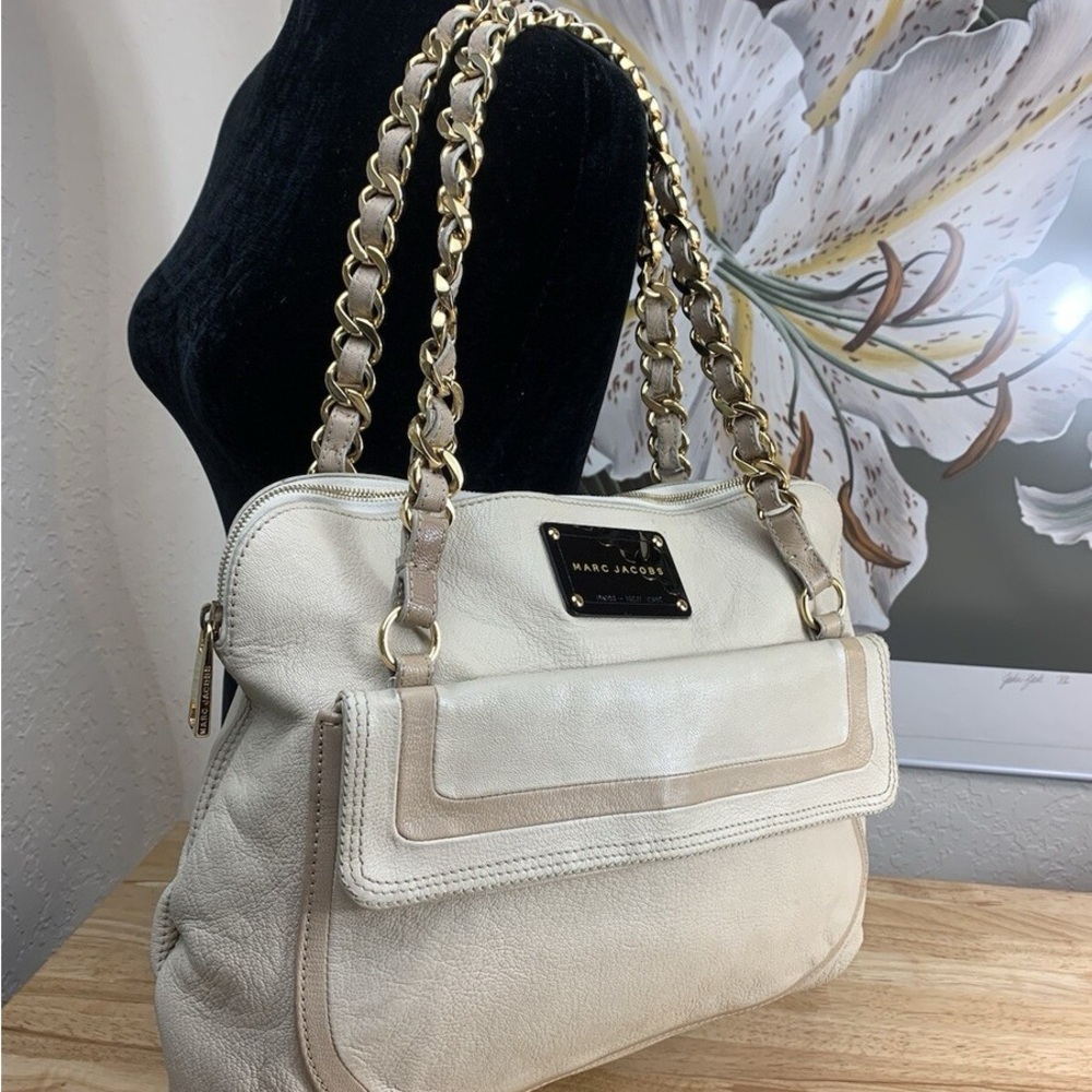 Marc Jacobs Cream Chain Strap Leather Shoulder Bag